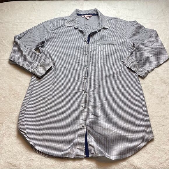 Victoria’s Secret Gray and White Striped Cotton Nightshirt Size Medium - Picture 1 of 12